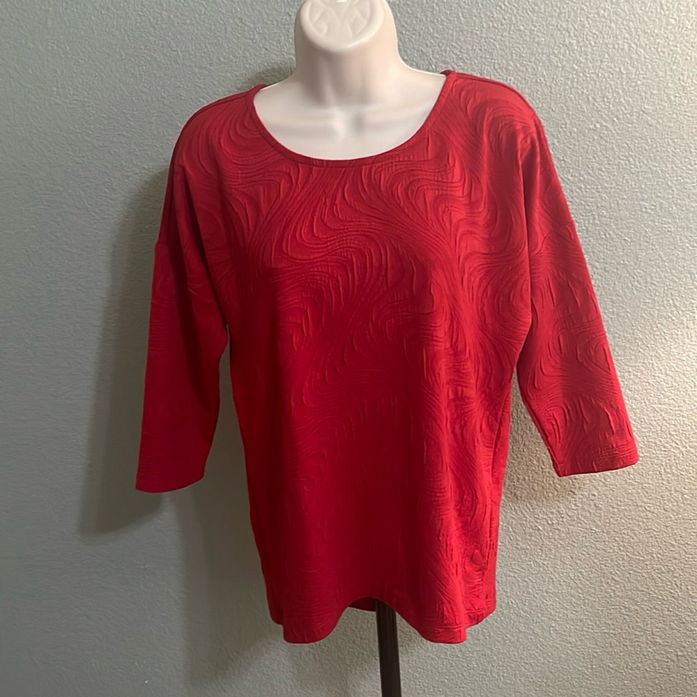 Chico’s red  knit top.